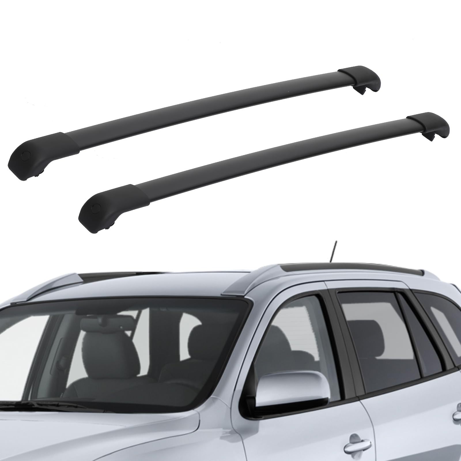 Garvee Roof Rack Cross Bar for 2013-2018 Hyundai Santa Fe, Alloy Steel Roof Rail Racks for Cargo Carrier, Kayak, Bike, Snowboard - Black