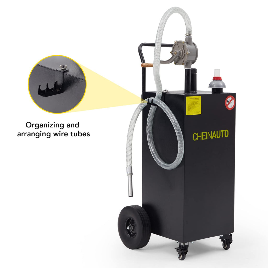 Garvee Fuel Caddy,35 Gal,with Manuel Transfer Pump, Gasoline Diesel Fuel Container for Cars, RVs,ATVs,Lawn Mowers, Boats - Black