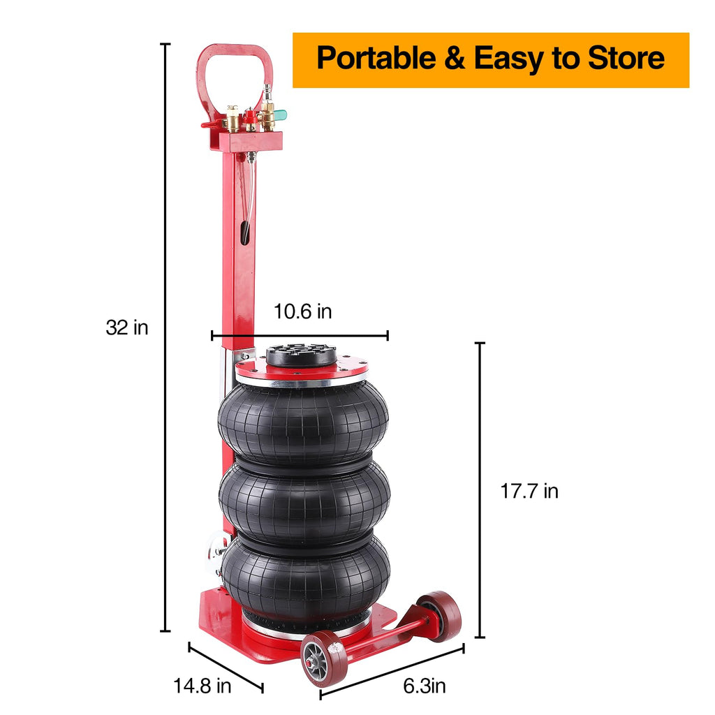 Garvee Air Jack 3 Ton Pneumatic Jack Adjustable Handle 17.7" Red Heavy Duty Car Lift