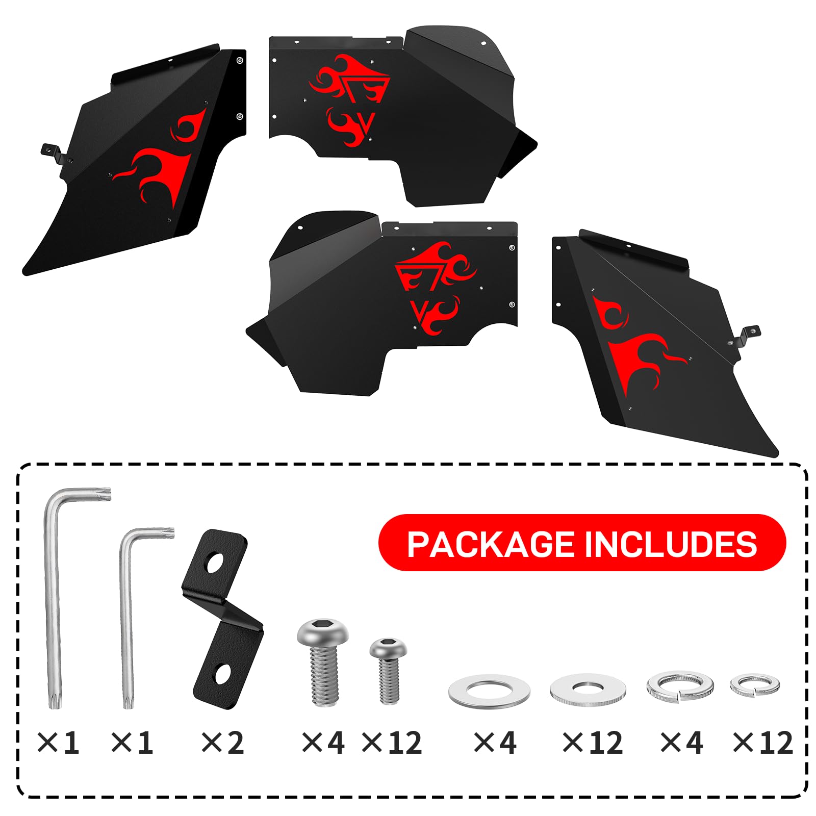 Garvee Front Inner Fender Liners Wheel Cover Fit for 2007-2018 Wrangler JK JKU 4WD (4-Door/2-Door) Unlimited, 2pcs Bolt-on Style Fender Flares Splash Guards
