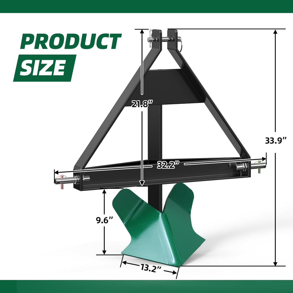 Garvee Heavy Duty Middle Buster Plow for 3-Point Hitch Tractors, Durable Steel Soil Tiller for Farming and Gardening Green
