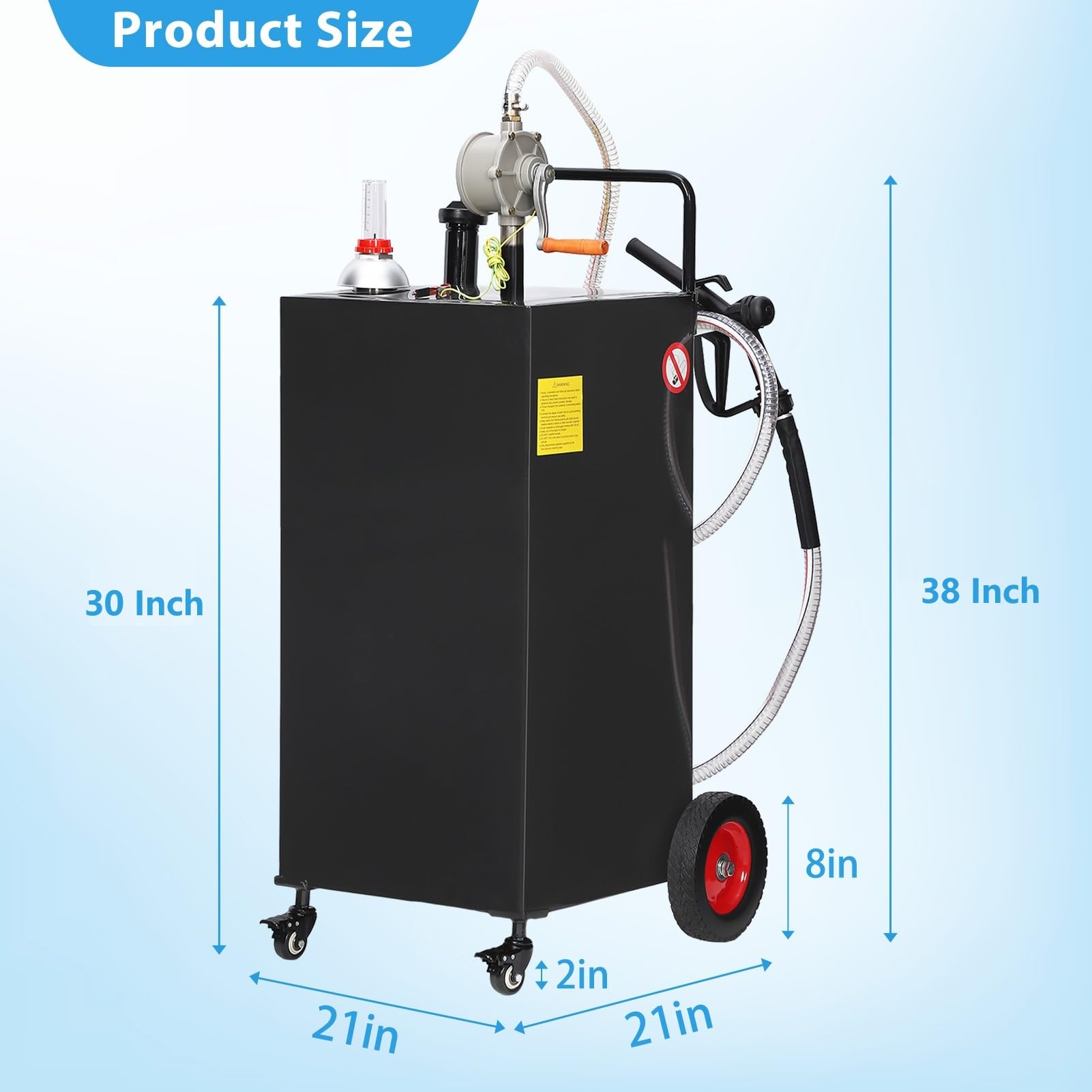 Garvee 30 Gallon Fuel Caddy With Manual Transfer Pump Heavy-Duty Stainless Steel 4-Wheel Mobile Design For Gasoline Diesel