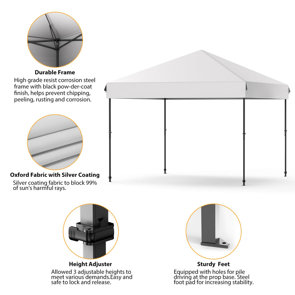 Garvee 10'x10' Pop-Up Canopy Tent - Waterproof Portable Sun Shelter with Roller Bag, Sandbags & Stakes for Picnic, Camping & Outdoor Events, Grey