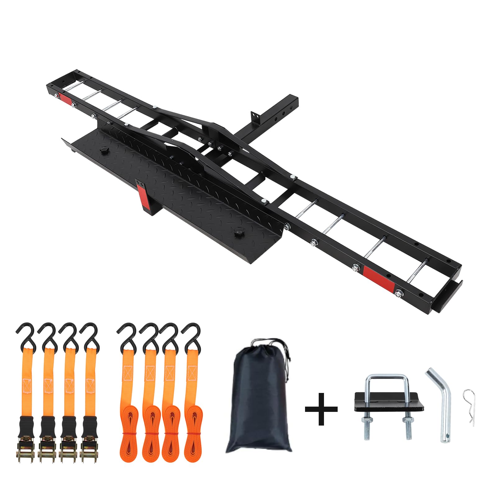 Garvee Motorcycle Hitch Carrier with Ramp - 500 lbs Capacity Heavy-Duty Steel Dirt Bike Hauler, Motorcycle Rack for Bicycle and Dirt Bike, Fits Tires up to 5.5" Wide, 2" Hitch Receiver
