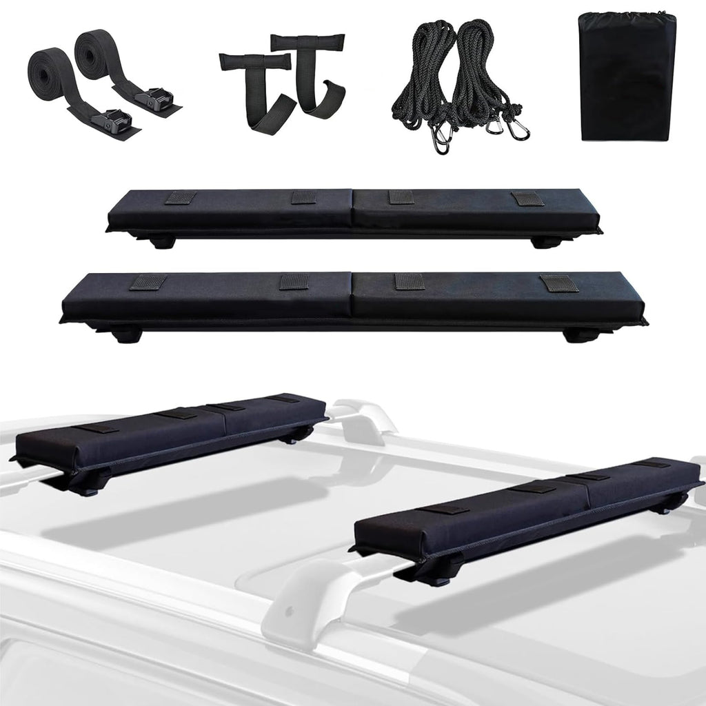 Garvee 30.5 Inch Soft Roof Rack Pads - Protective Water-Resistant Pads for Crossbars, Universal Fit, Black