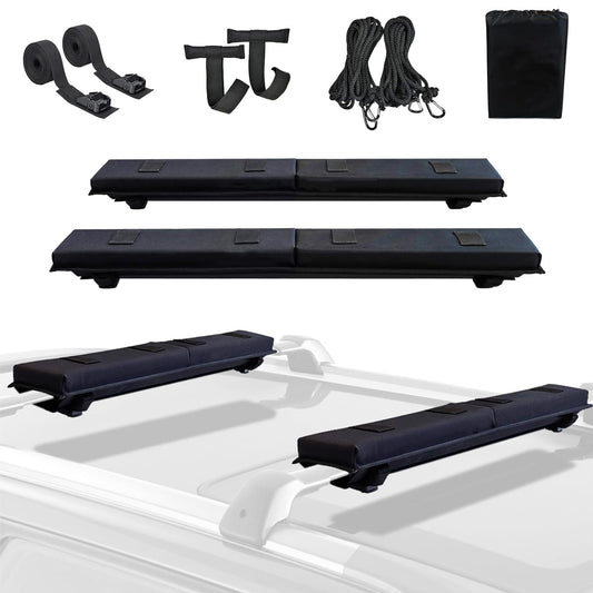 Garvee 30.5 Inch Soft Roof Rack Pads - Protective Water-Resistant Pads for Crossbars, Universal Fit, Black