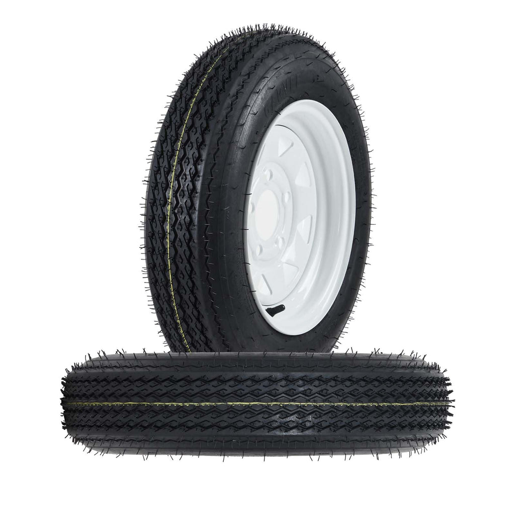 Garvee 4.80-12 Trailer Tire and Wheel Assembly, Heavy-Duty Load Range C, 12 Inch White Modular Wheel for Utility Boat Camper Trailers, Set of 2