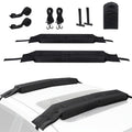 Garvee Soft Roof Rack Pads with Tie Down Straps for Surfboard Kayak Canoe Universal Car Roof Racks System Heavy Duty Black
