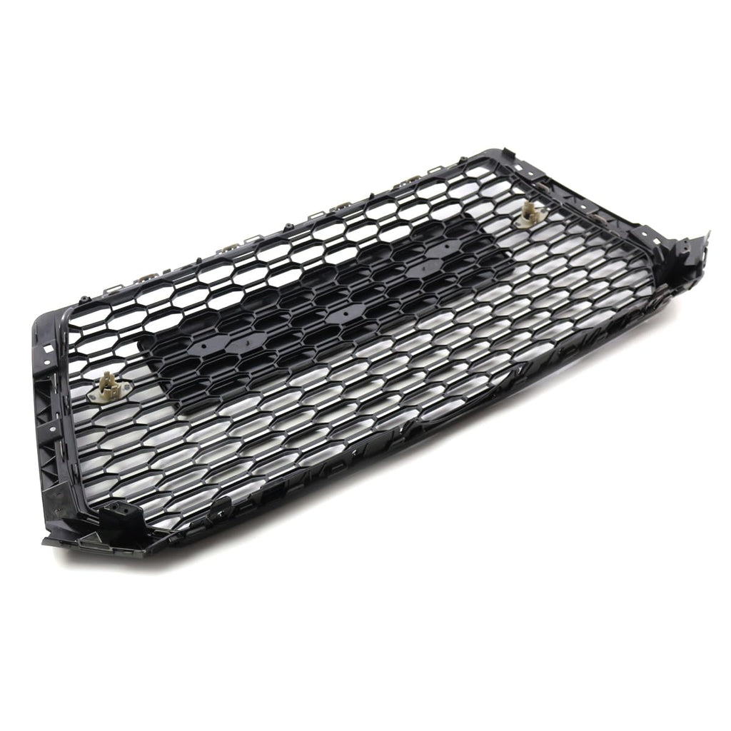Garvee Central Grille RS4 ABS for Audi A4 B9 S-Line 2017-2019, Glossy Black, Perforated Lower S4 Model, No Logo, Aggressive Street Style