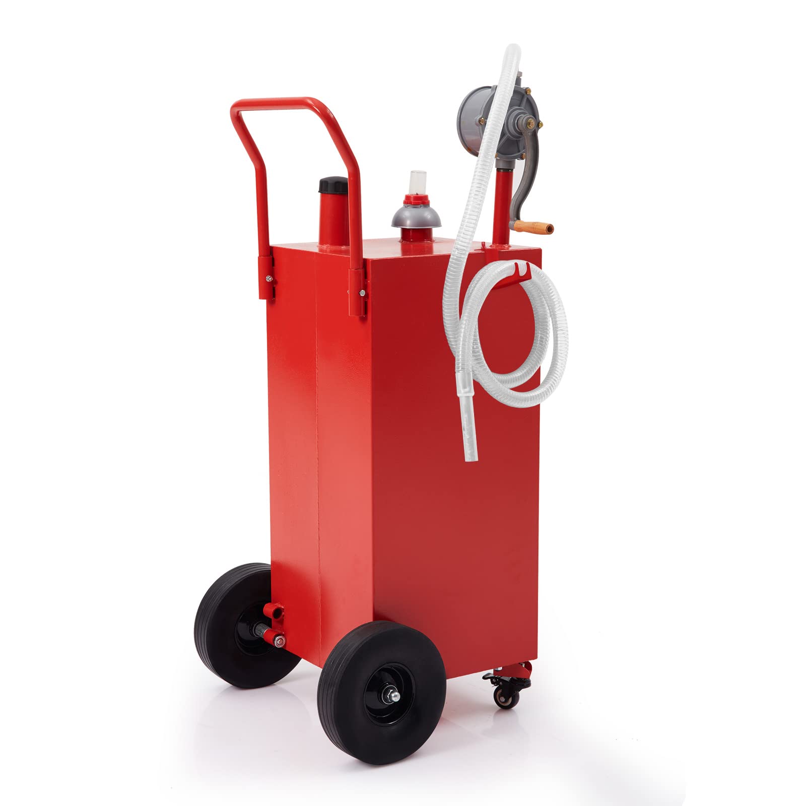Garvee Fuel Caddy,35 Gal,with Manuel Transfer Pump, Gasoline Diesel Fuel Container for Cars, RVs,ATVs,Lawn Mowers, Boats - Red