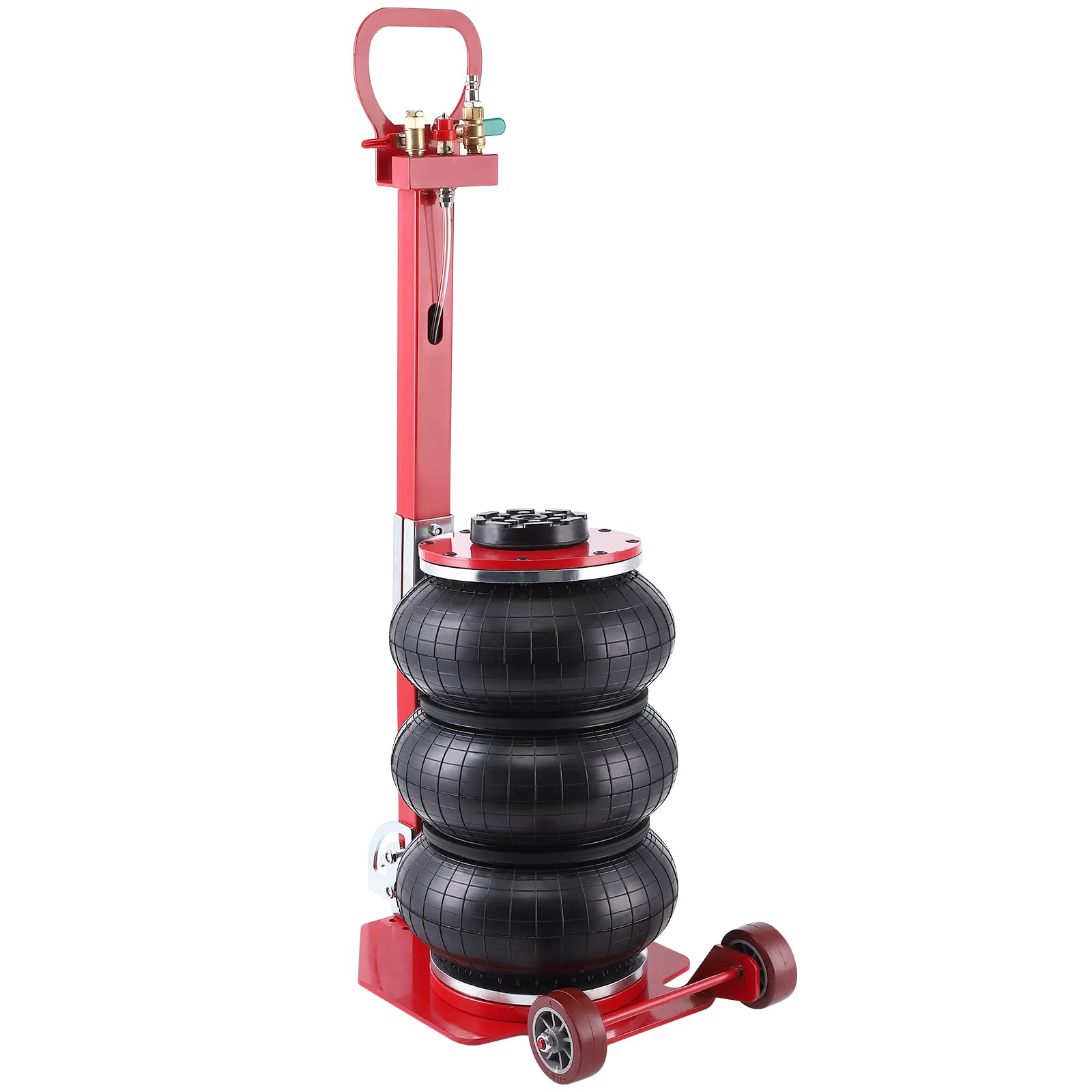 Garvee Portable Pneumatic Jack 3T/6600lbs Triple Bag Air Jack Fast Lifting Pneumatic Car Repair with Long Hand, Lifting Height Up to 15.75 Inch（Red）