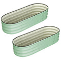 Garvee 2 Pcs 4.5' X 2' X 1' Galvanized Raised Garden Bed Outdoor,Planters for Outdoor Plants,Open-Ended Base Planter Raised Boxes,Oval Metal Planter Box for Vegetables, Flowers, Fruits,Rubber Edge, Green