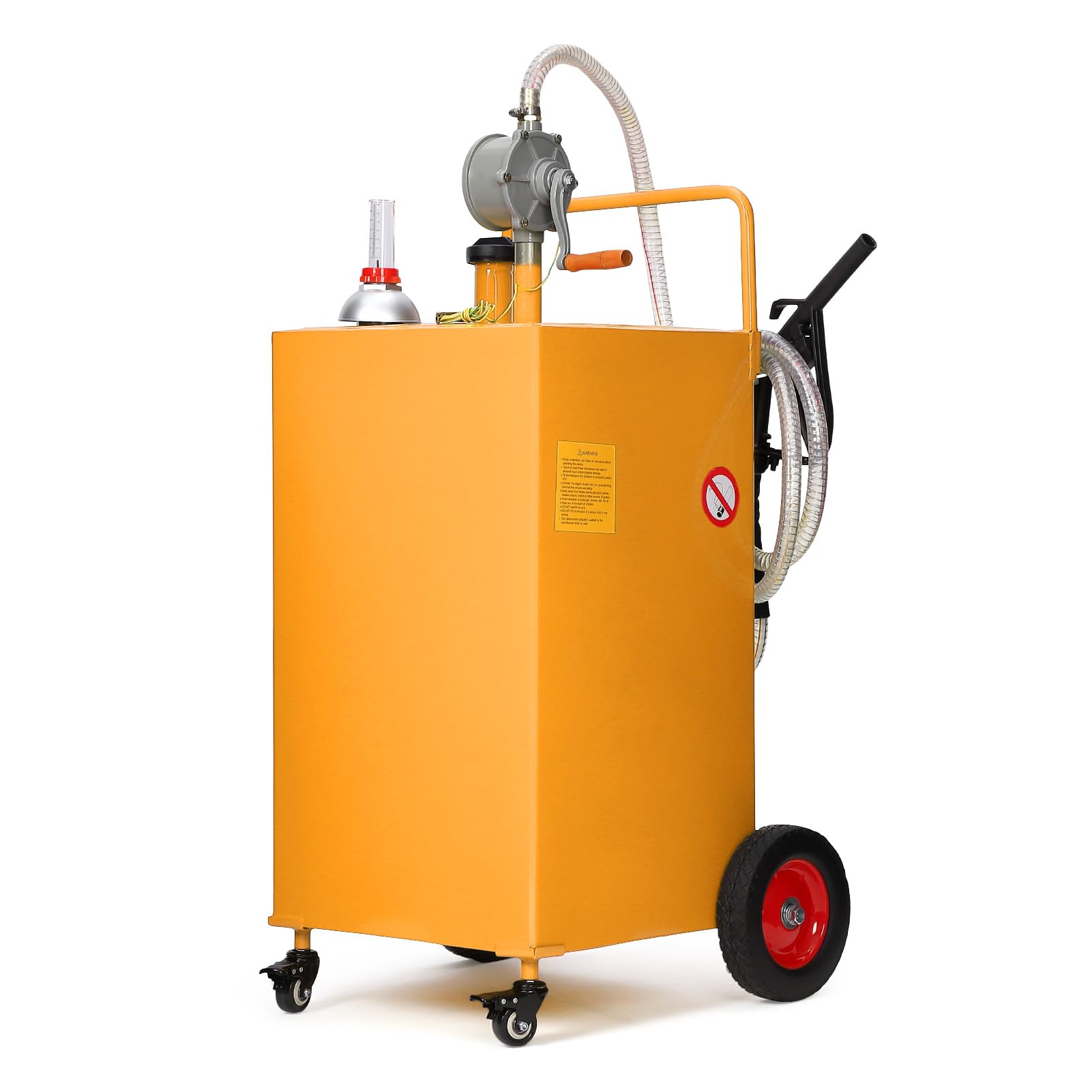Garvee 35 Gallon Portable Fuel Caddy with Manual Pump, Heavy Duty Gasoline & Diesel Transfer Tank, Orange