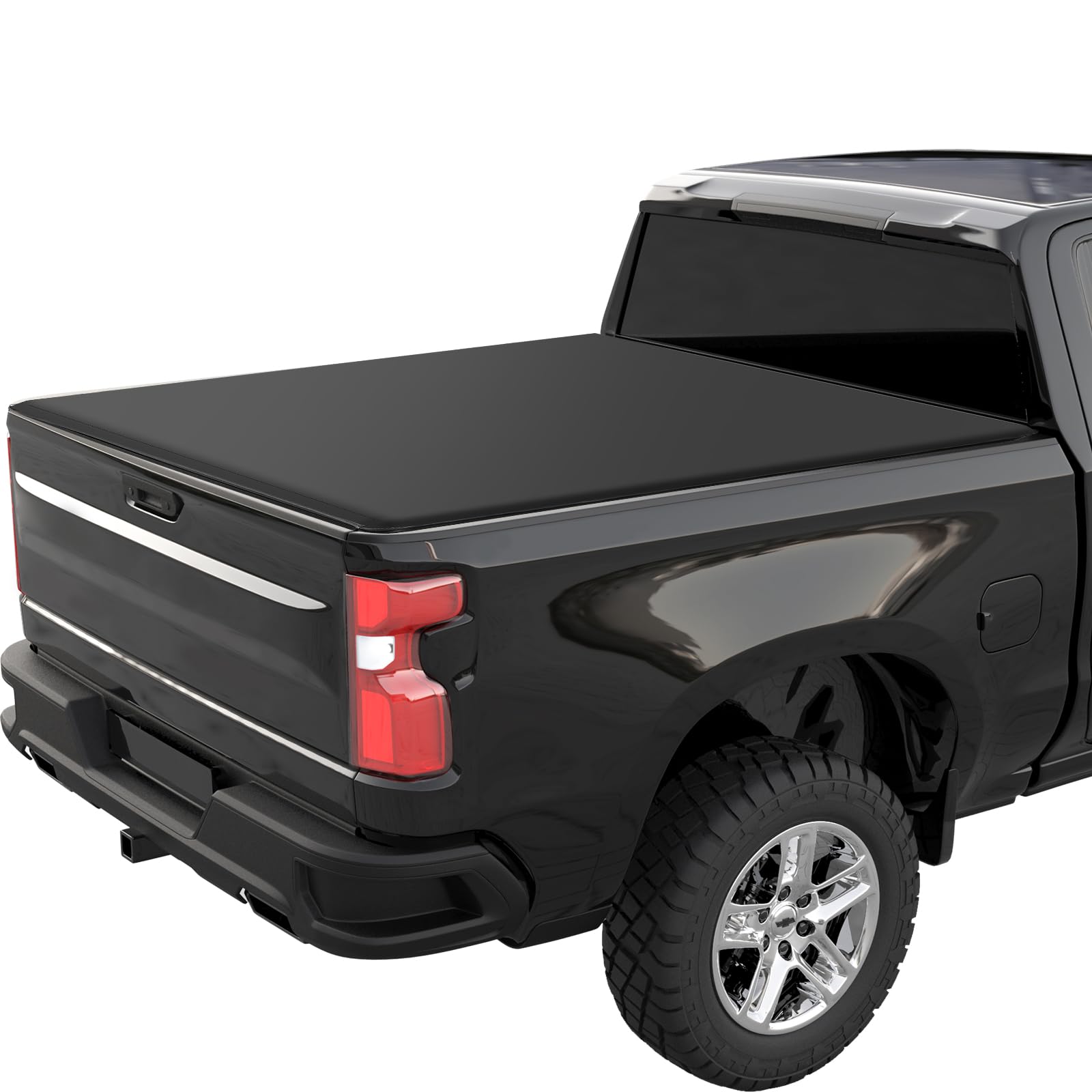 Garvee Soft Roll-Up Tonneau Cover for Compatible with 2019-2024 Chevrolet Silverado/GMC Sierra 1500 5.8 Ft Truck Bed