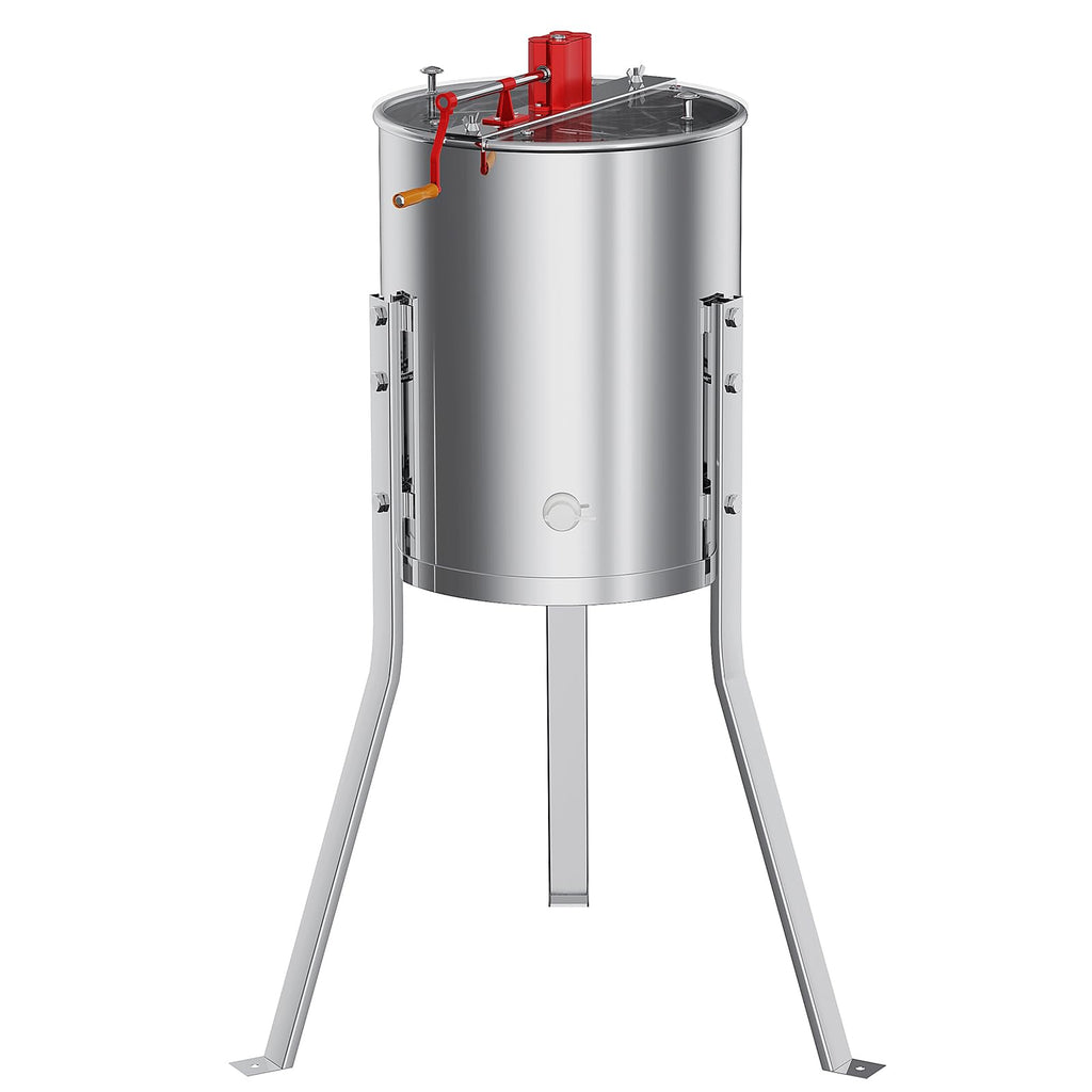 Garvee Manual 4 Frame Honey Extractor – Food-Grade Stainless Steel with Adjustable Stand & Transparent Lid for Small-Scale Beekeeping & Harvesting