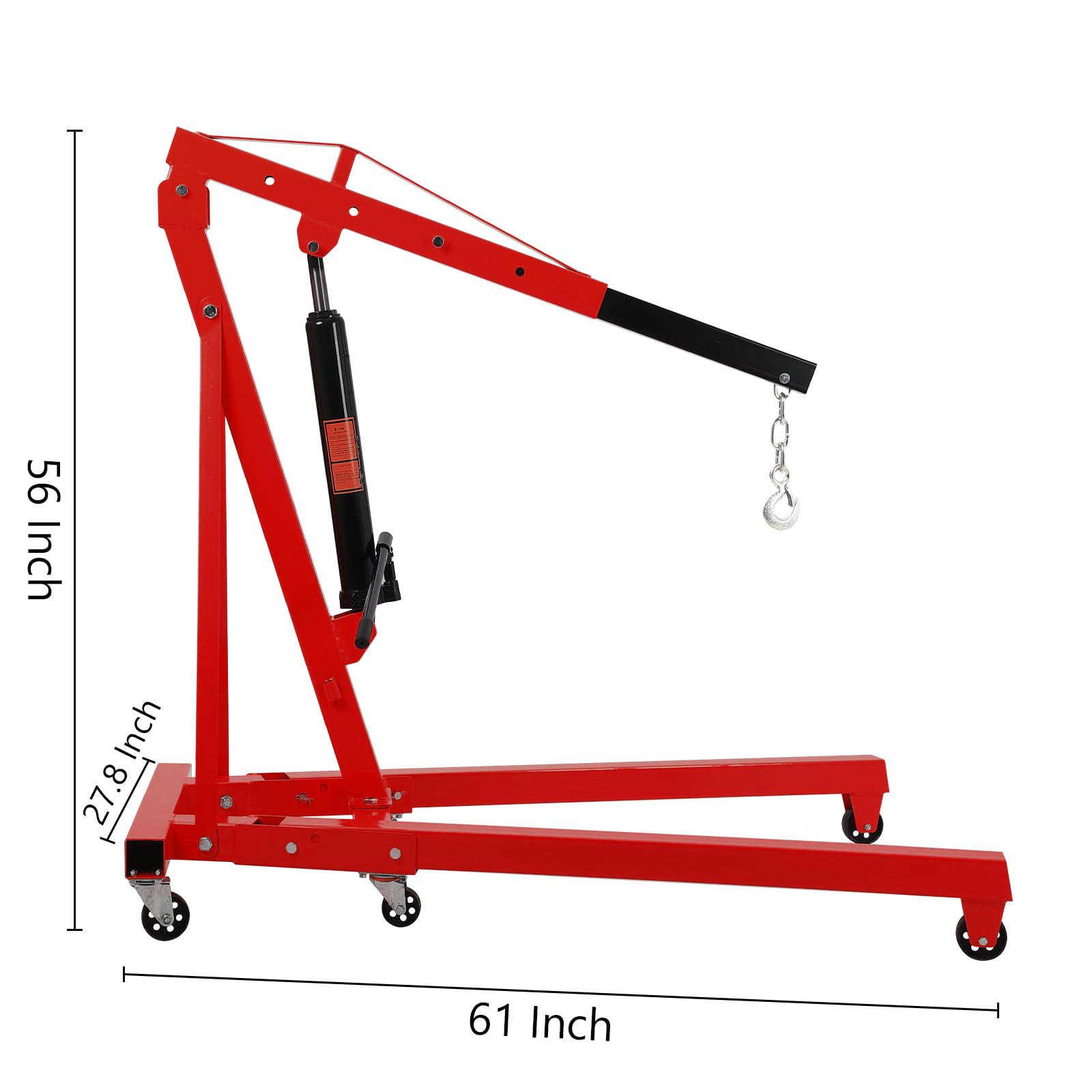 Garvee 4000LB Folding Engine Crane Engine Hoist Cherry Picker 2Ton Ship Crane Heavy Duty Steel Lift Garage Workshop Auto Repair Foldable Stand 6 Caster - Red