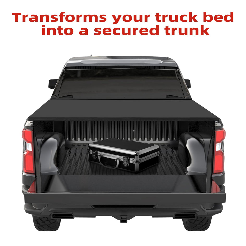 Garvee Soft Roll-Up Tonneau Cover for Compatible with 2019-2024 Chevrolet Silverado/GMC Sierra 1500 5.8 Ft Truck Bed