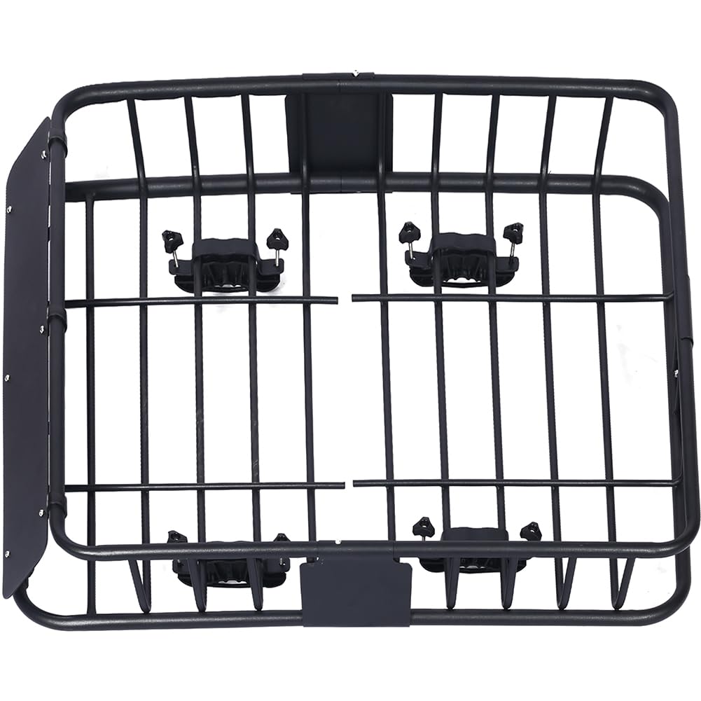 Garvee 38.5 x 43 Inch Universal Roof Rack Cargo Carrier Basket for Camping Traveling, Durable Black Luggage Holder