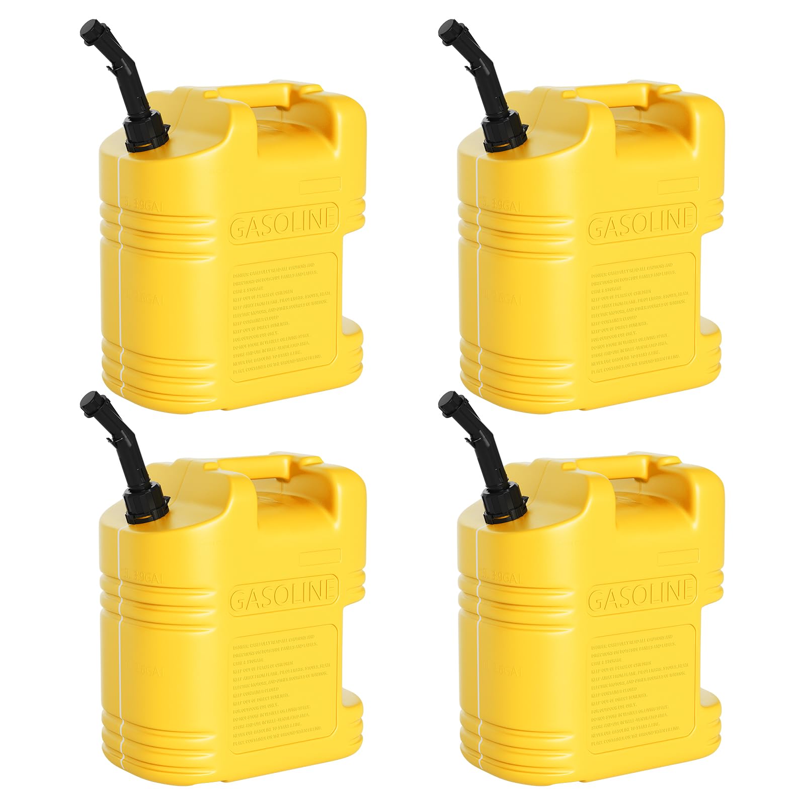 Garvee 5 Gallon Gas Cans Durable Fuel Containers with Viewing Stripe for Gasoline & Diesel Yellow 4 Pack