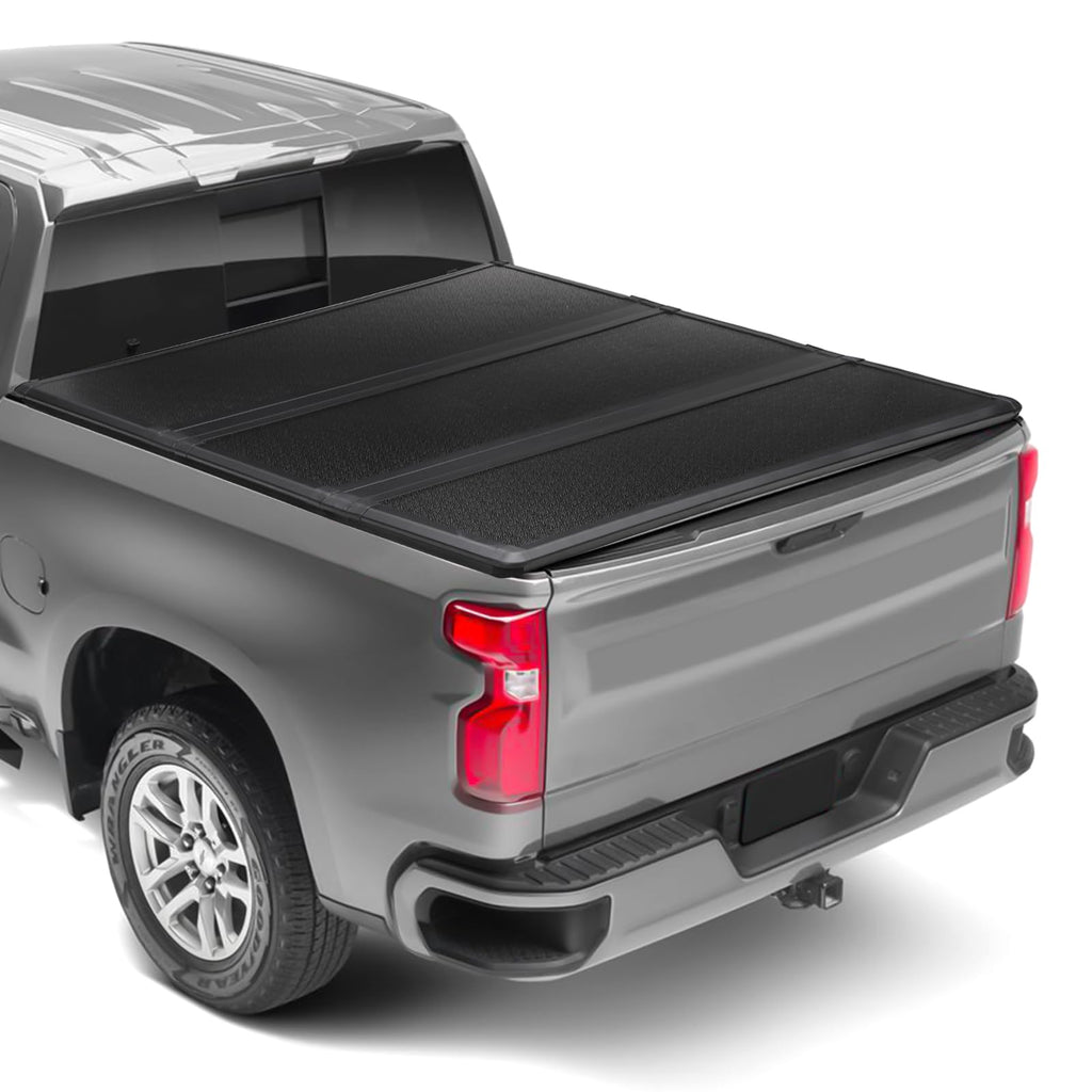 Garvee Hard Folding Truck Bed Tonneau Cover for Nissan Titan 6.7ft 2016-2023, Tri-Fold, Black, Durable & Easy Install