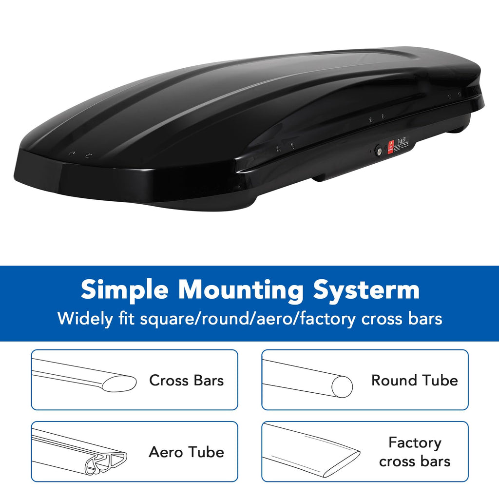 Garvee 69 Inch Rooftop Cargo Box Carrier 17 Cubic Ft Hard Shell Waterproof Storage Dual Side Opening Black