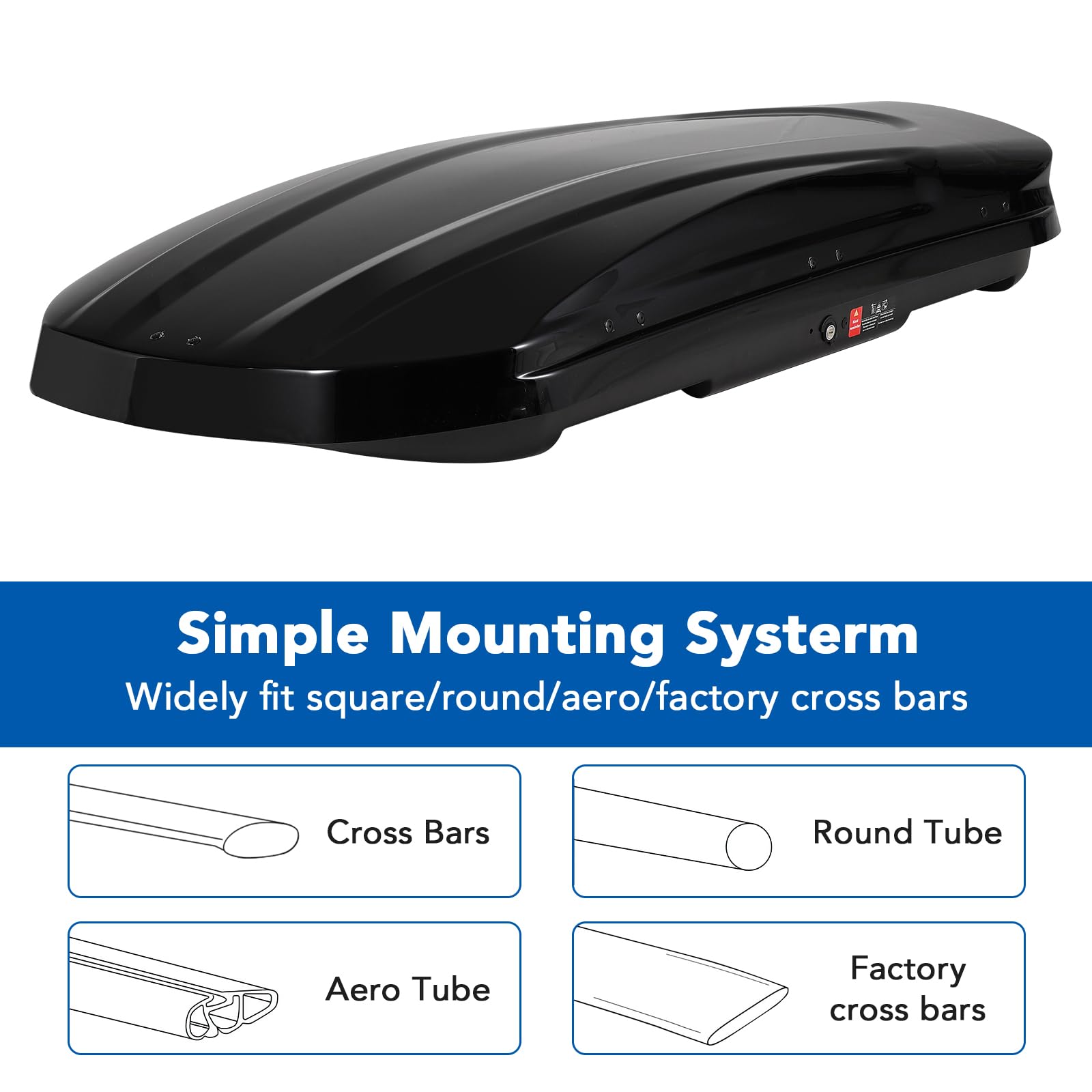 Garvee 69 Inch Rooftop Cargo Box Carrier 17 Cubic Ft Hard Shell Waterproof Storage Dual Side Opening Black