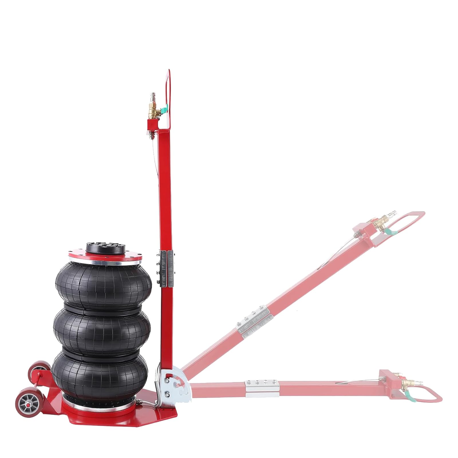 Garvee Portable Pneumatic Jack 3T/6600lbs Triple Bag Air Jack Fast Lifting Pneumatic Car Repair with Long Hand, Lifting Height Up to 15.75 Inch（Red）