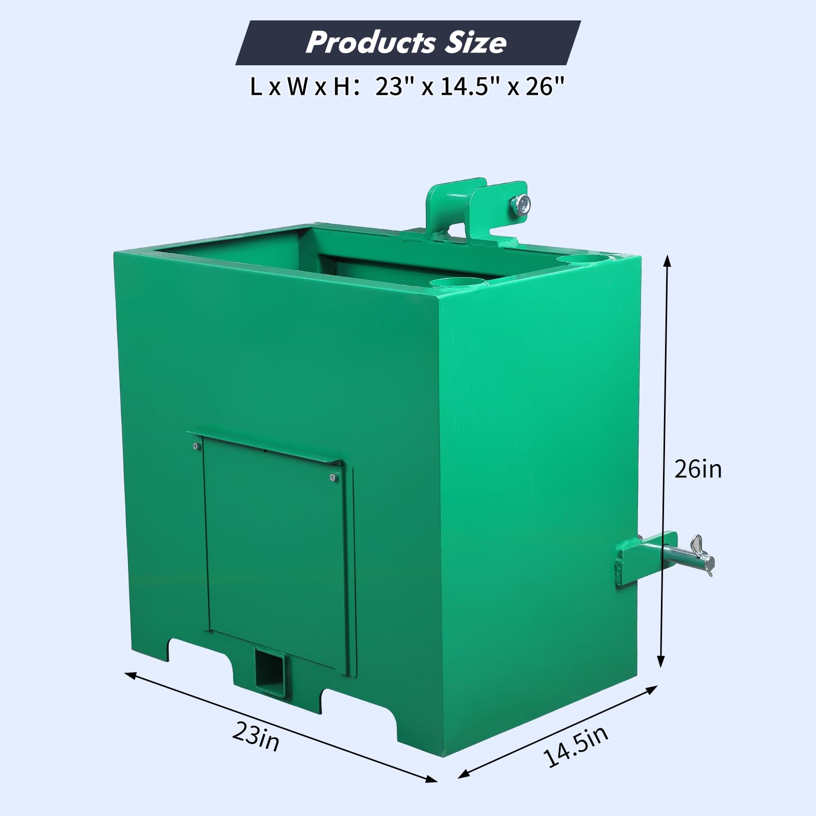 Garvee 3 Point, 800lbs Ballast Box w/ Standard 2 Inch Hitch, Cat 1 - Green
