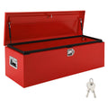 Garvee Truck Bed Tool Box - 48"x15"x15" Heavy-Duty Steel Storage Organizer with Gas Strut Lid, Waterproof Design, and Orange Peel Finish for Pickup, RV, and Trailer, Red