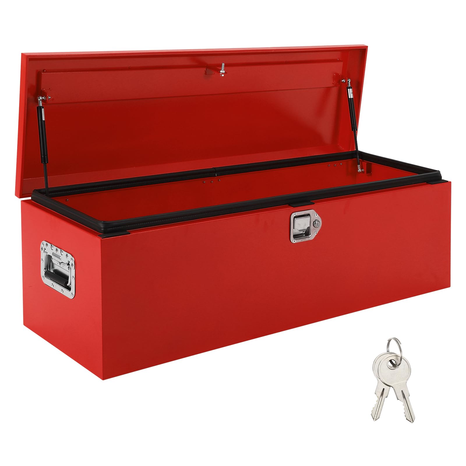 Garvee Truck Bed Tool Box - 48"x15"x15" Heavy-Duty Steel Storage Organizer with Gas Strut Lid, Waterproof Design, and Orange Peel Finish for Pickup, RV, and Trailer, Red