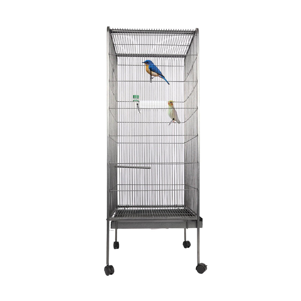 Garvee Steel Bird Cage With Rolling Stand Plastic Feeder PP Slide-out Tray Large Flight Cage For Parrots Parakeets Cockatiels Pigeons Lovebirds Antique Gray