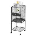Garvee Bird Cage with Wheels, Durable Wrought Iron Parakeet Cage with Slide Out Tray, 63 Inch Black Bird Cages for Parakeets Lovebird Cockatiels Budgies and Other Small Medium Birds, Black