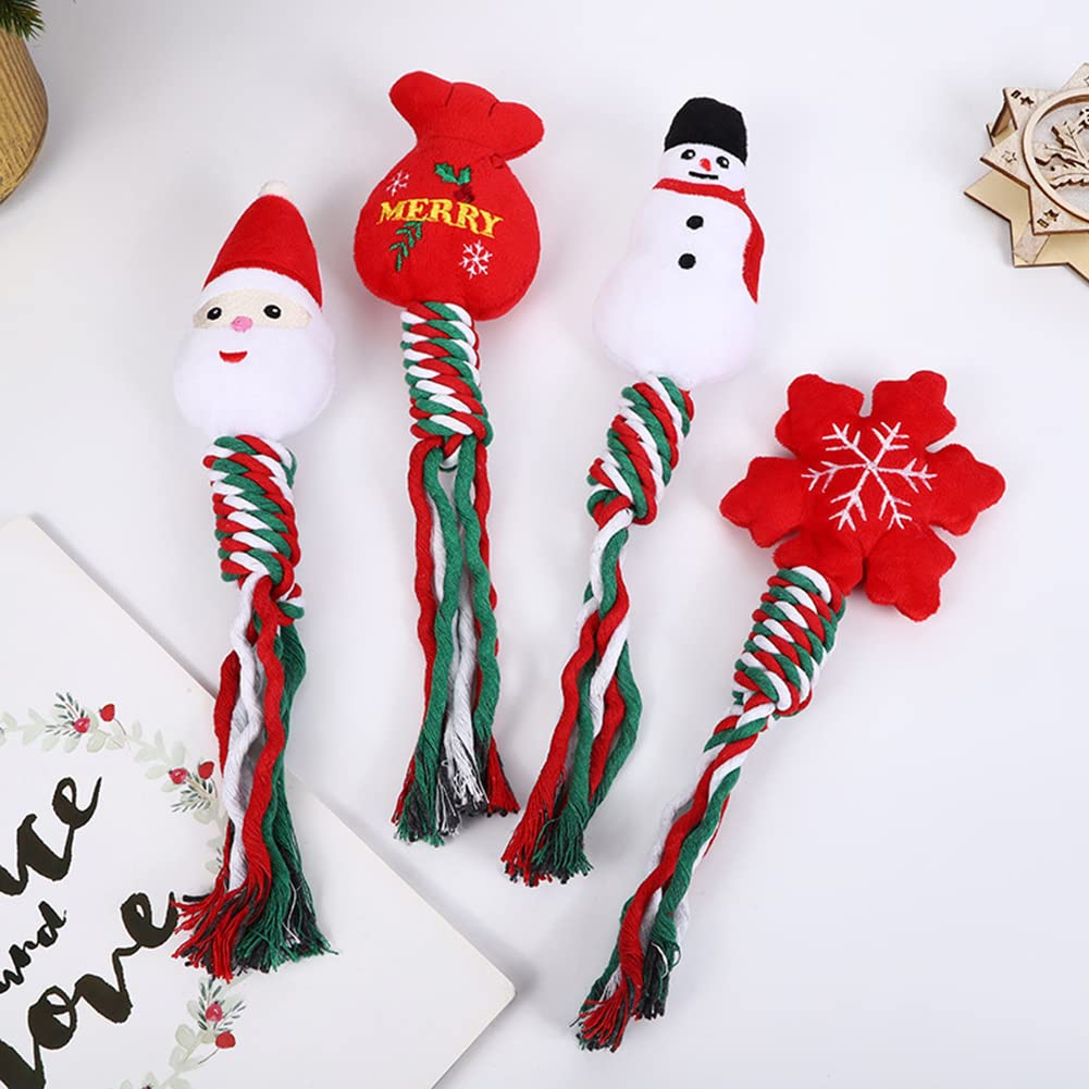 Garvee Pets Dog Interactive Molar Bite Toy Cute Cartoon Cotton Ropes Knot Chewing Toy Pet Christmas Supplies Santa 10 x 30cm