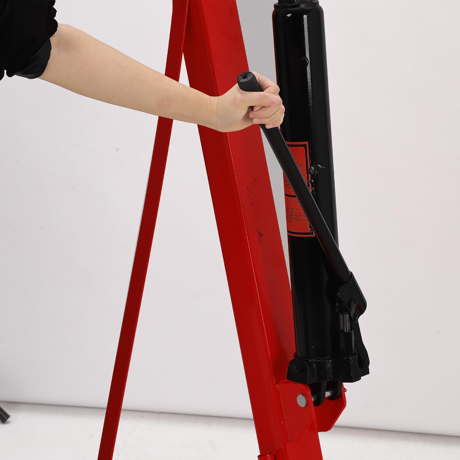 Garvee 4000LB Folding Engine Crane Engine Hoist Cherry Picker 2Ton Ship Crane Heavy Duty Steel Lift Garage Workshop Auto Repair Foldable Stand 6 Caster - Red