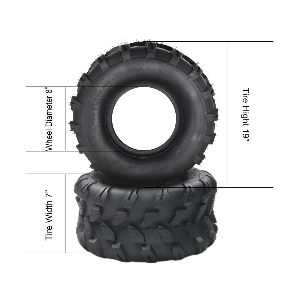 Garvee Set of 4 ATV UTV All-Terrain Tires 19X7-8 Front 18X9.5-8 Rear 4-Ply Tubeless Black