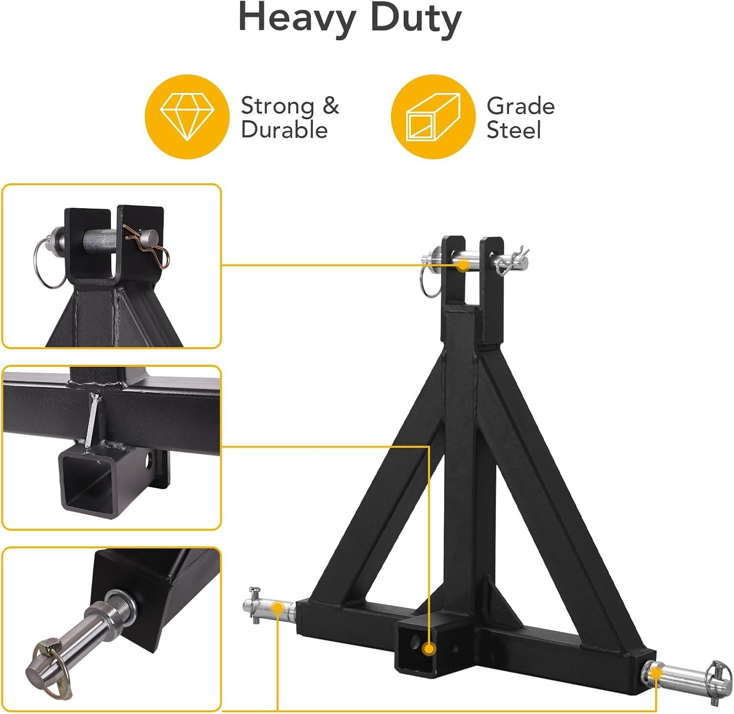 Garvee 3 Point Trailer Hitch With 2" Receiver - Category 1 Tractor Tow Drawbar Pull Hitch Adapter For Kubota John Deere BX LM25H WLM Tractor NorTrac Yanmar Massey Ferguson
