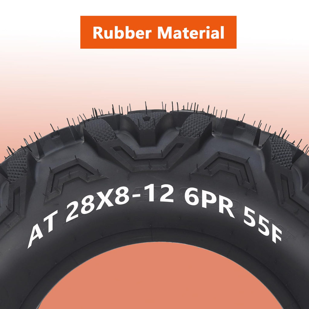 Garvee 28x8-12 ATV Tires All Terrain Tubeless 6 PR Off-Road Trail Sand Mud 28x8x12 Black
