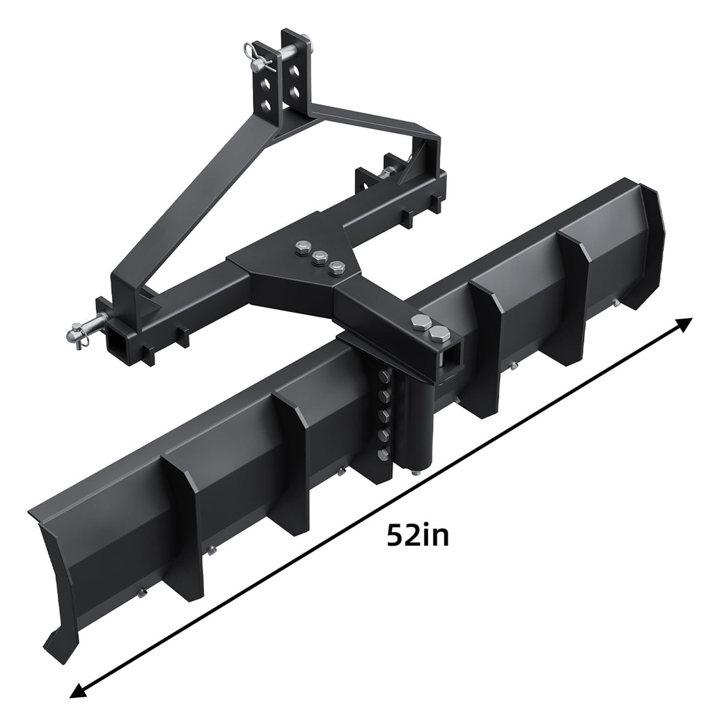 Garvee 52 inch Width 3 Point Rear Grading Blade for Tractor CAT 0 & CAT 1, Rear Grading Blade, Heavy Duty Steel Scraper