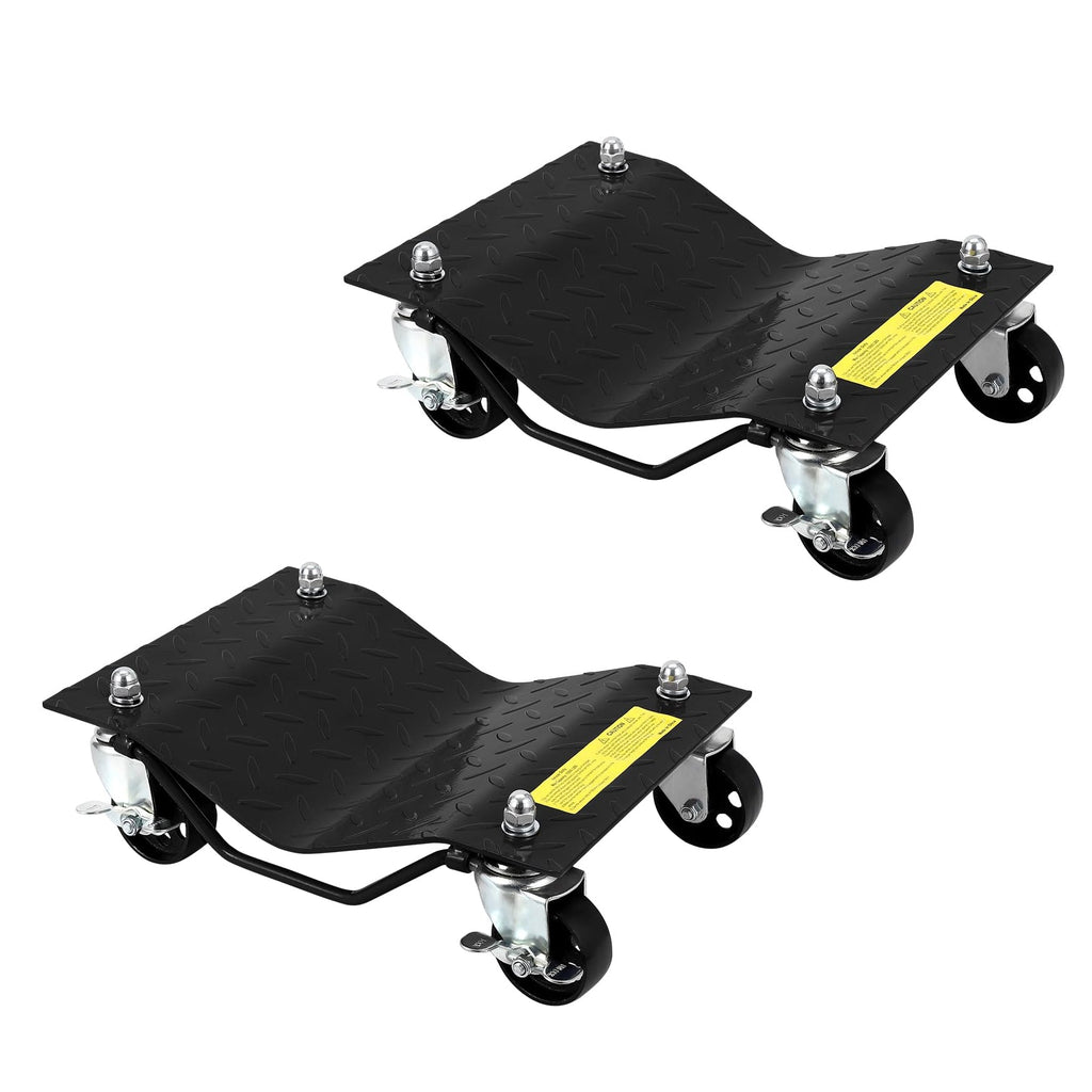 Garvee Car Dolly Set of 2, Heavy Duty Vehicle Dolly with 3 Inch Steel Wheels, 4000 LBS Capacity, Black