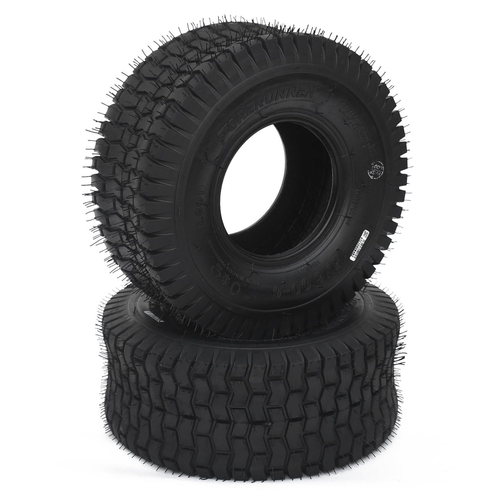 Garvee Lawn Mower Tires Turf Tires 15x6.00-6 4PR for Golf Cart Tires, Garden Tractor Riding Mower Tubeless Set of 2