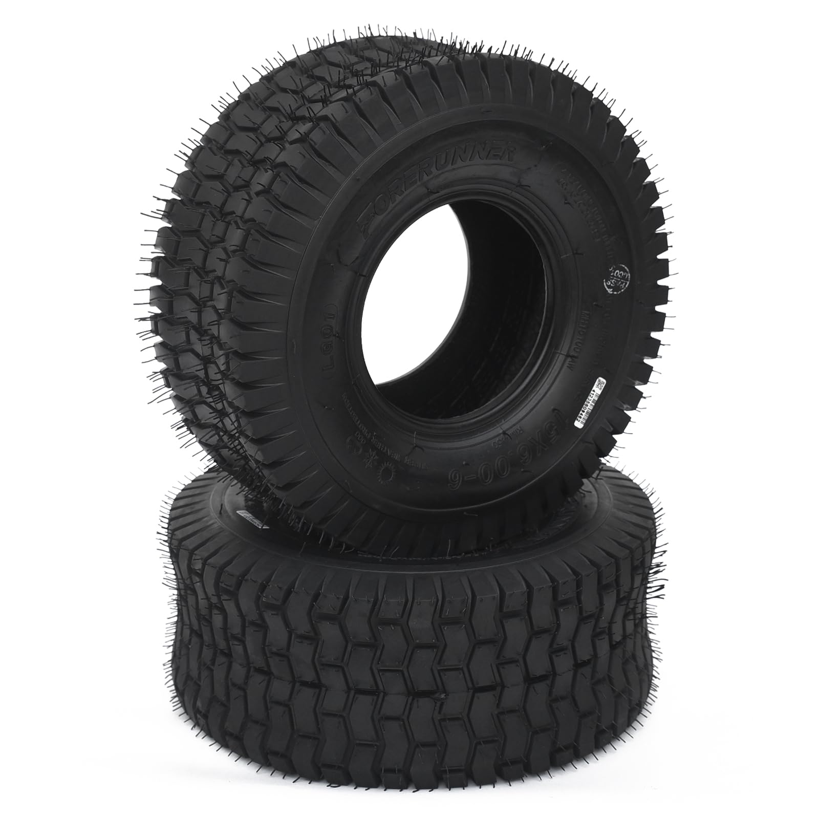 Garvee Lawn Mower Tires Turf Tires 15x6.00-6 4PR for Golf Cart Tires, Garden Tractor Riding Mower Tubeless Set of 2
