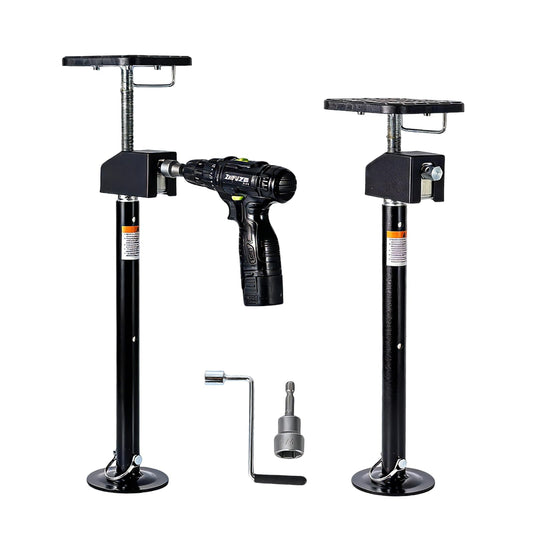 Garvee 2 Pack RV Slide Out Supports Jack with Flat Top Block, 21"-49" Adjustable, Heavy-Duty 10,000lbs, Drill & Hand Crank Compatible for Campers & RVs
