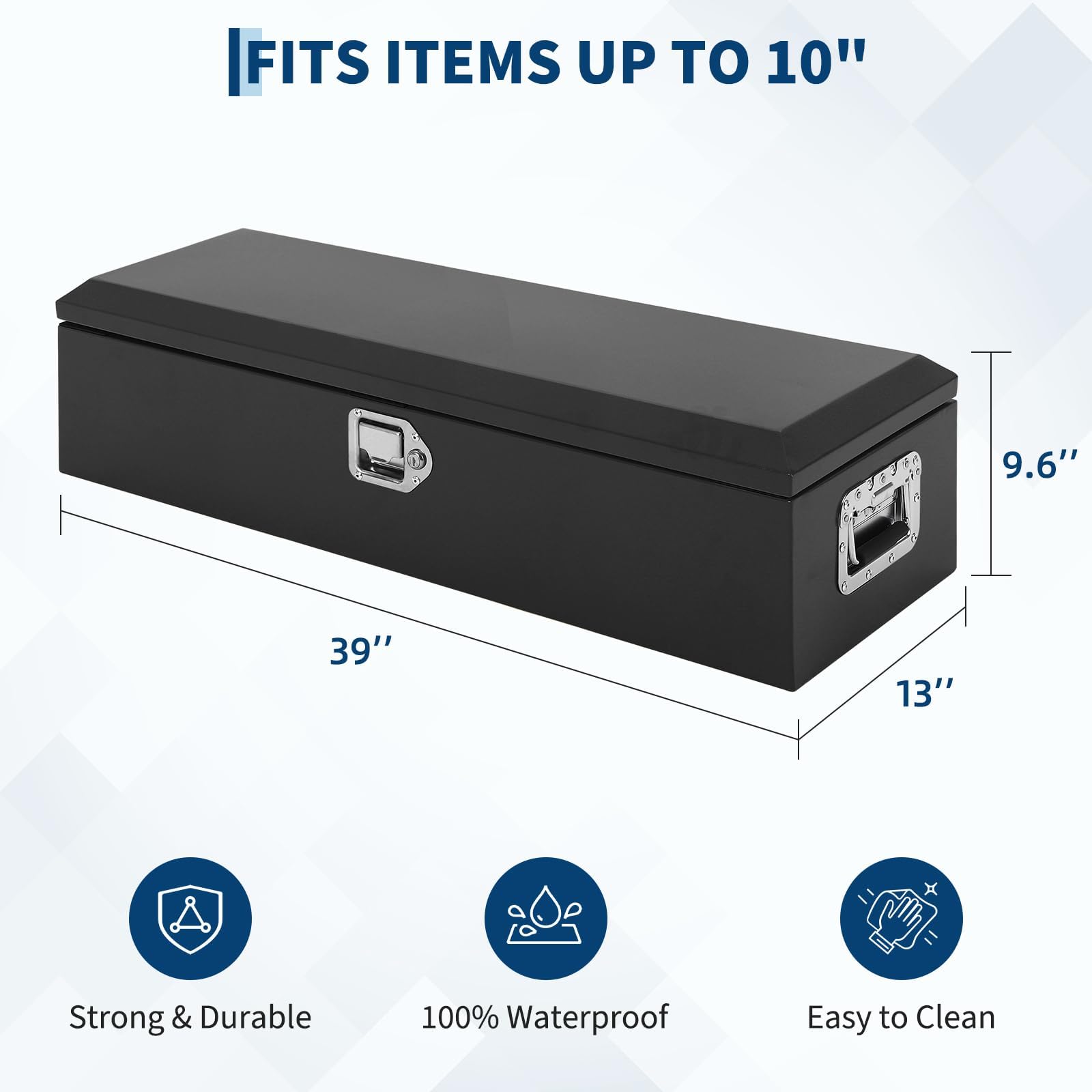 Garvee 39"X13"X10" Heavy-Duty Truck Tool Box with Dual Hydraulic Lids, Weatherproof Steel Storage for Pickup Truck Bed, Garage, Workshop, RV & Trailer, Durable Black