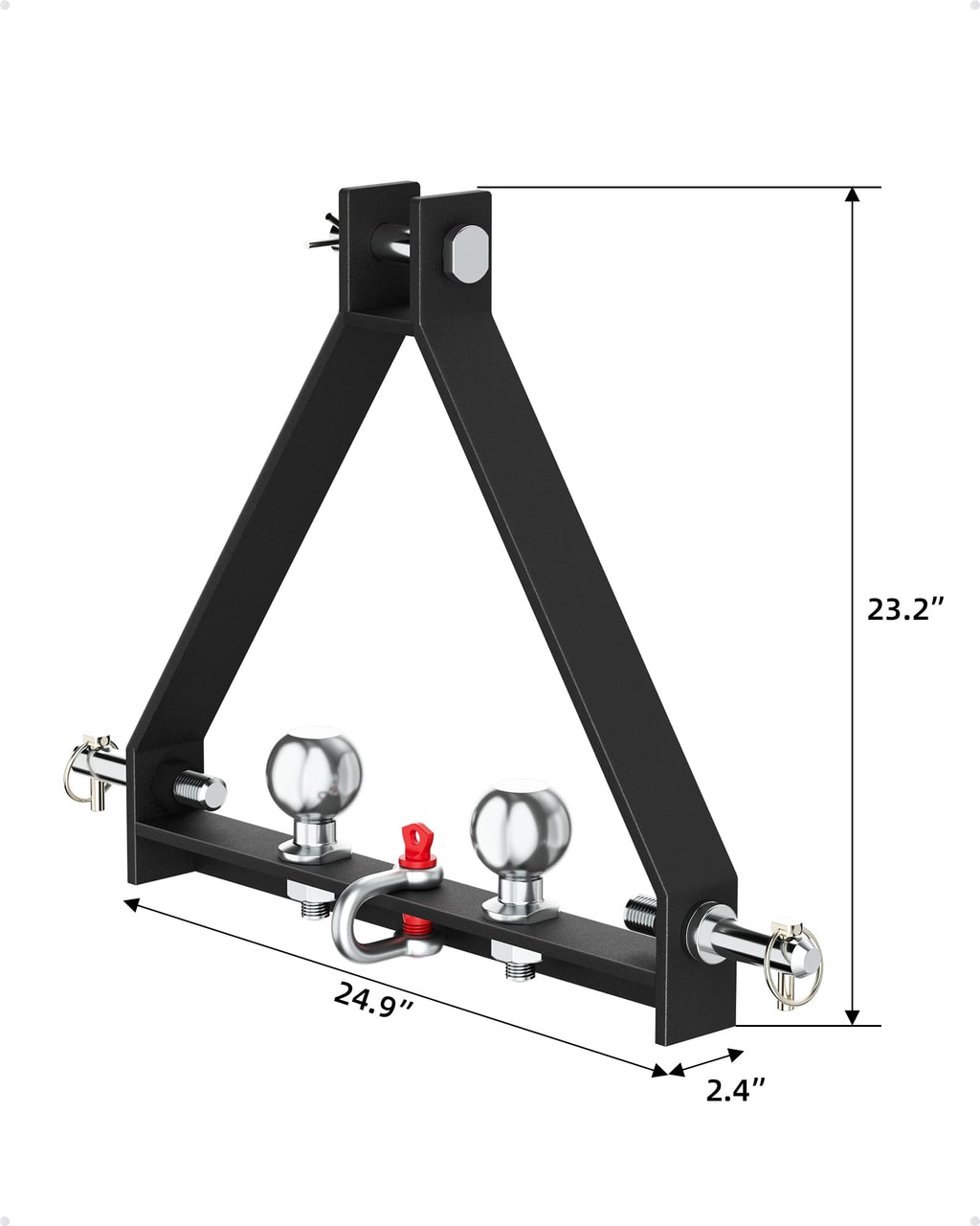 Garvee 3 Point Hitch Receiver with 2 Trailer Hitch Balls for Category 1, Compatible with Kubota, BX, LM25H, WLM Tractor, NorTrac, Yanmar, Kioti, Cat, John Deere