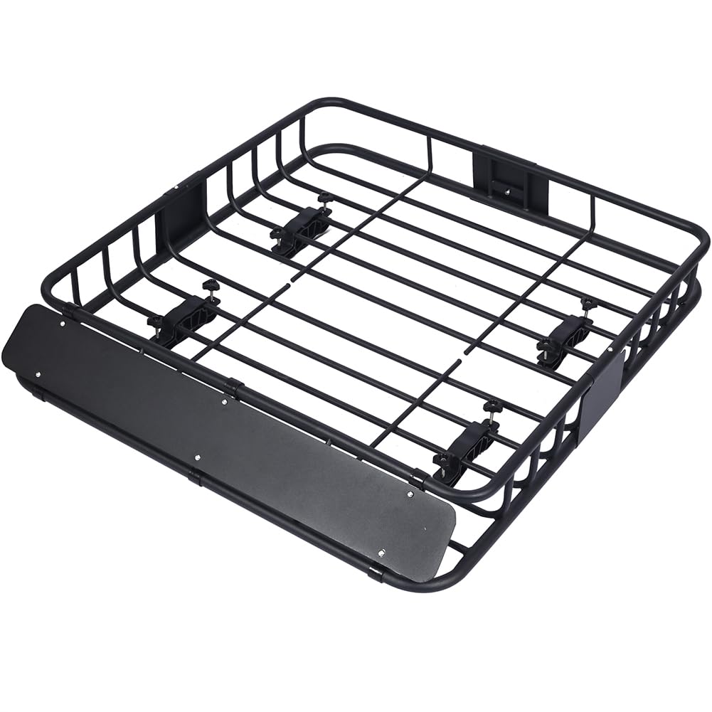 Garvee 38.5 x 43 Inch Universal Roof Rack Cargo Carrier Basket for Camping Traveling, Durable Black Luggage Holder