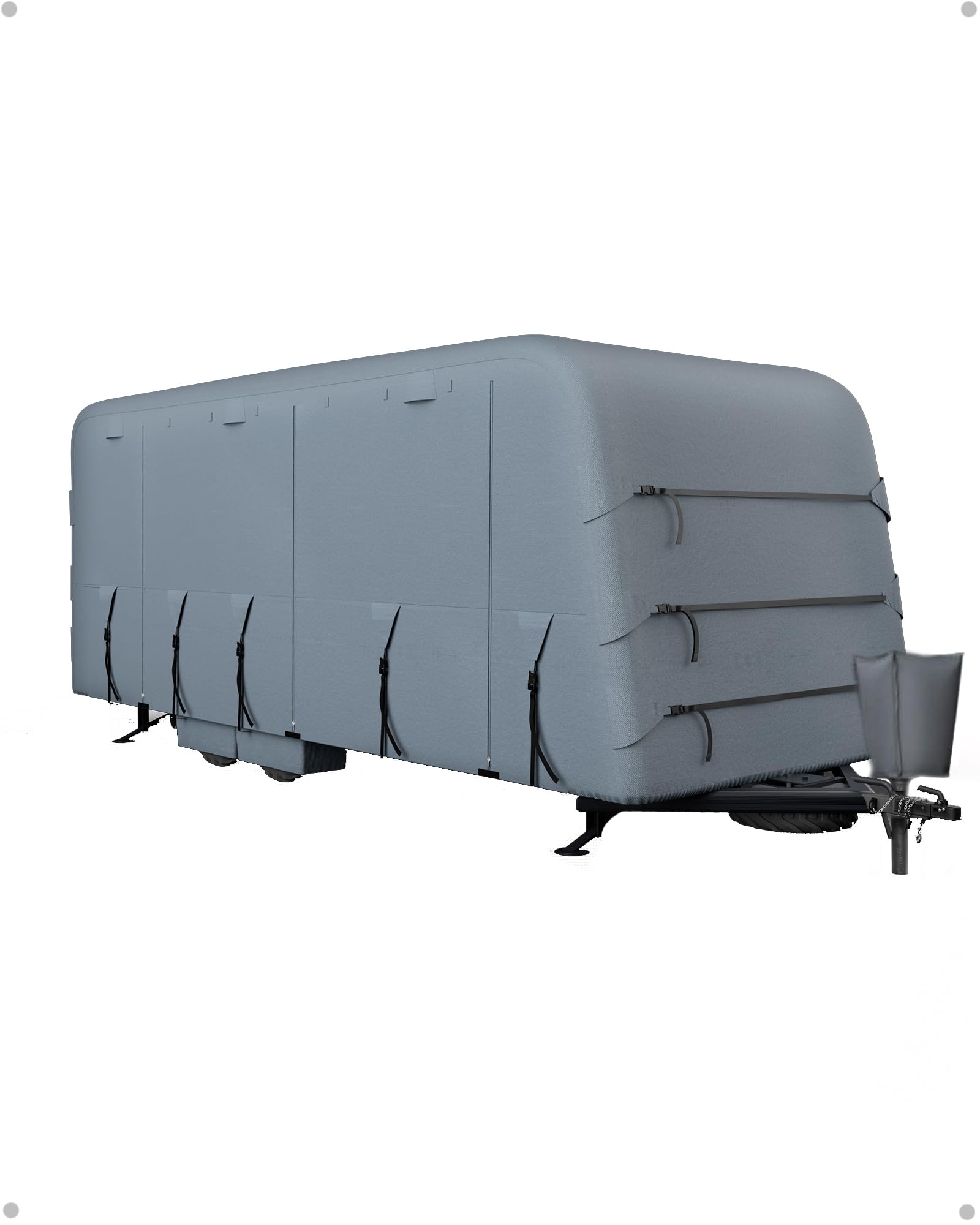 Garvee Travel Trailer Rv Cover, Windproof Camper Cover with Extra-Thick 6 Layers Anti-Uv Top Panel, Breathable, Water-Proof, Rip-Stop with 2Pcs Extra Straps & 4 Tire Covers, Fits 24'-27' Motorhome