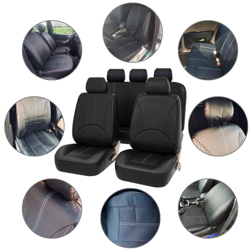 Garvee Car Seat Covers Full Set Universal Fit Breathable Auto Seat Protectors with Headrest Covers Airbag Compatible Washable Easy Install for Cars SUVs Vans J