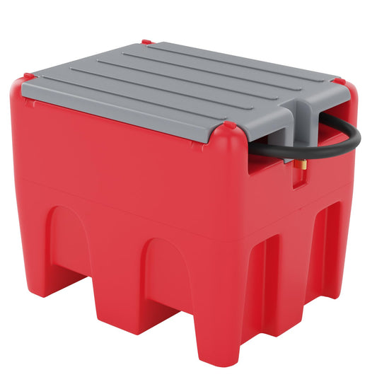 Garvee 58 Gallon Fuel Caddy Portable Gasoline Diesel Tank, 10ft Hose, Manual Siphon Pump 7.5 L/min Nozzle, Fuel Transfer Storage for Garage/Workshop, Red