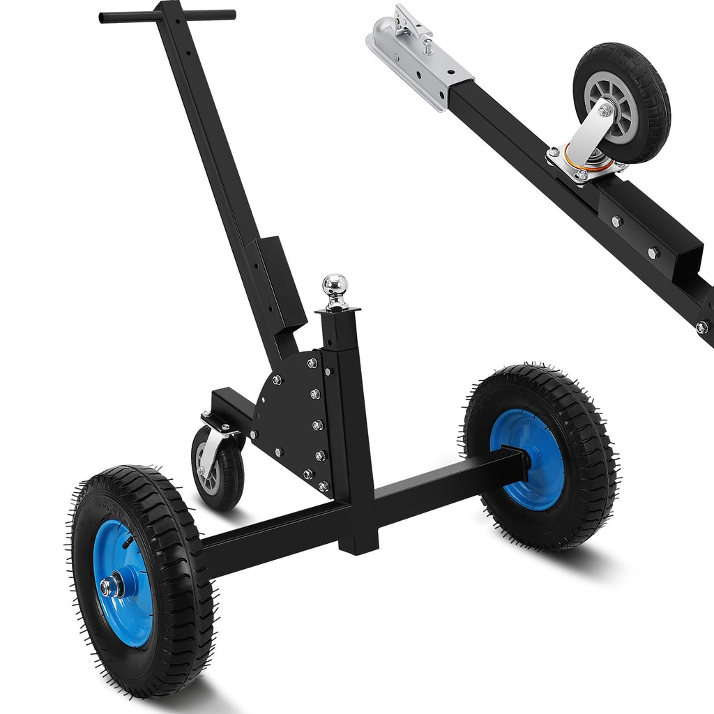 Garvee Adjustable Trailer Dolly 1500 lbs Load Capacity, Utility Trailer Mover Dolly with Adjustable Height & 2 Inch Ball,Pneumatic Tires & 3 Universal Wheel, Carbon Steel Trailer, Multiple-uses