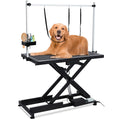 Garvee 50" Professional Dog Grooming Table,Heavy Duty X-Type Electric Lift Large Pet Grooming Table w/Aluminum Dog Grooming Arm,Anti Slip Tabletop,Tool Organizer/Dog Grooming Station(Black, 50")